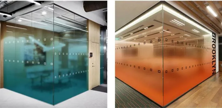 Customized UV Colour Printing Gradient Privacy Decorative Glass Film for Office